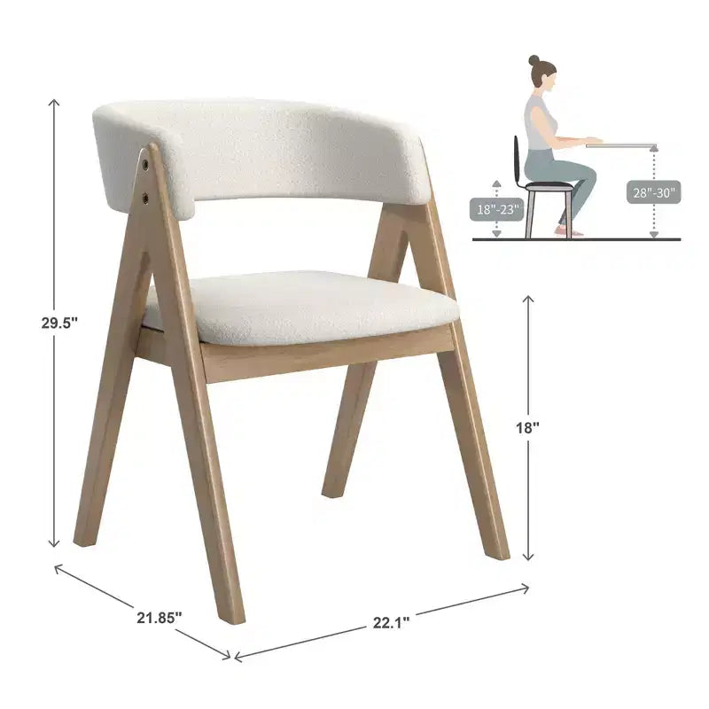 Kivik Modern Boucle and Wood Dining Chairs (Set of 2) - iNSPIREQ
