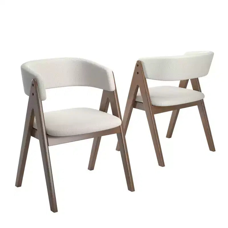 Kivik Modern Boucle and Wood Dining Chairs (Set of 2) - iNSPIREQ