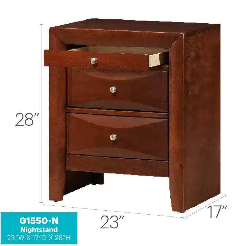 HomeStock Rectangle Cherry Wood Nighstand For Living Room and Bedroom