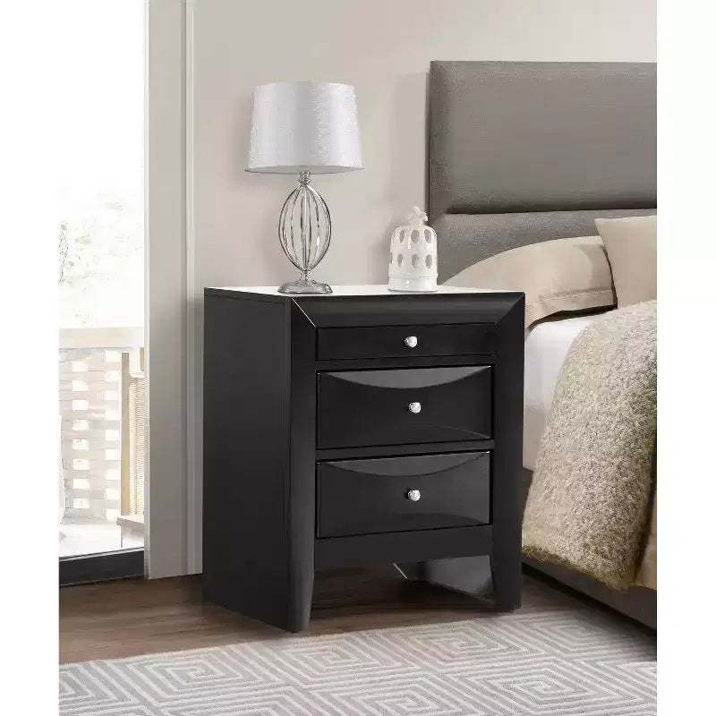 HomeStock Rectangle Cherry Wood Nighstand For Living Room and Bedroom