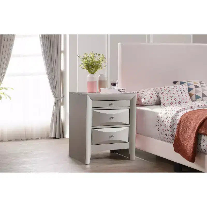 HomeStock Rectangle Cherry Wood Nighstand For Living Room and Bedroom