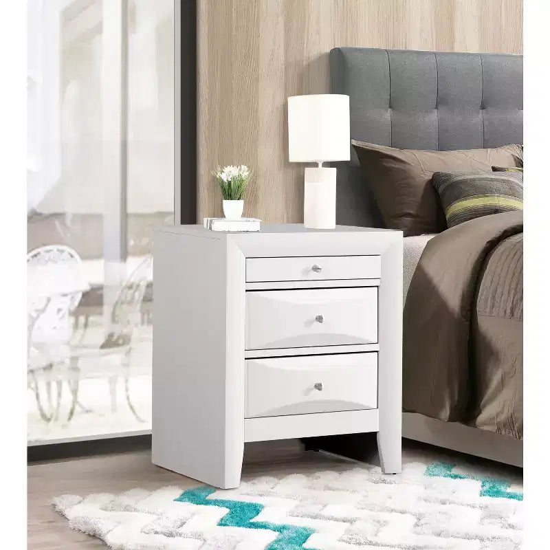 HomeStock Rectangle Cherry Wood Nighstand For Living Room and Bedroom