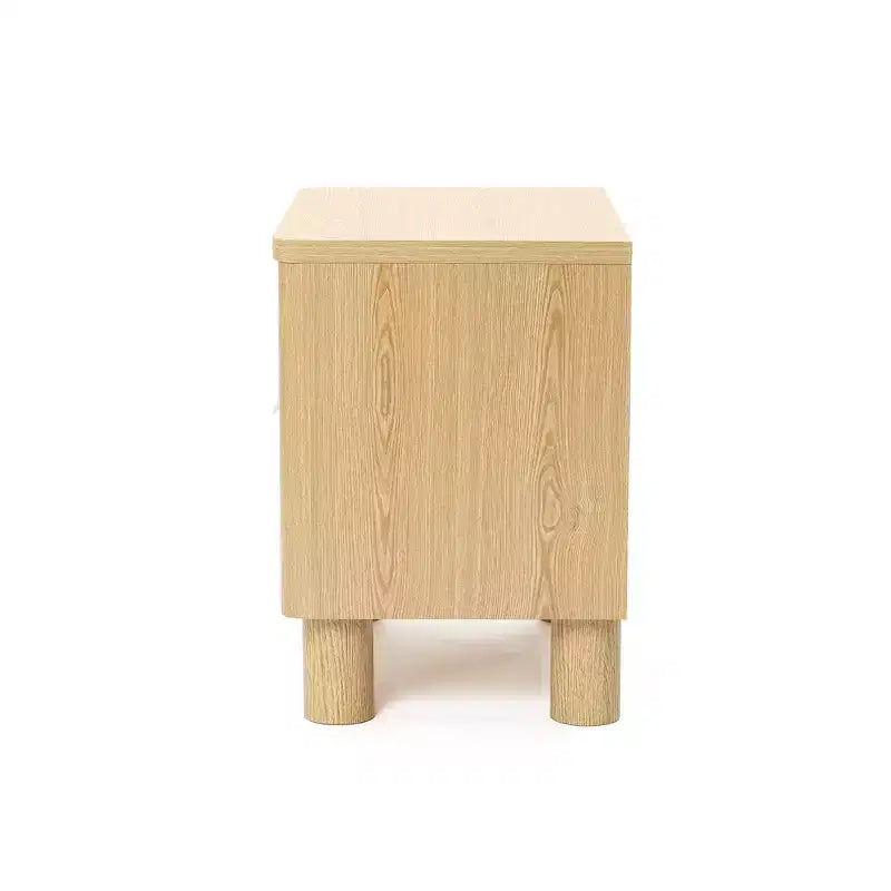 LuxenHome 21.6 Oak Nightstand with Drawers, Bedside Table with Thick Legs and Rounded Edges, Night Stand for Bedroom Brown