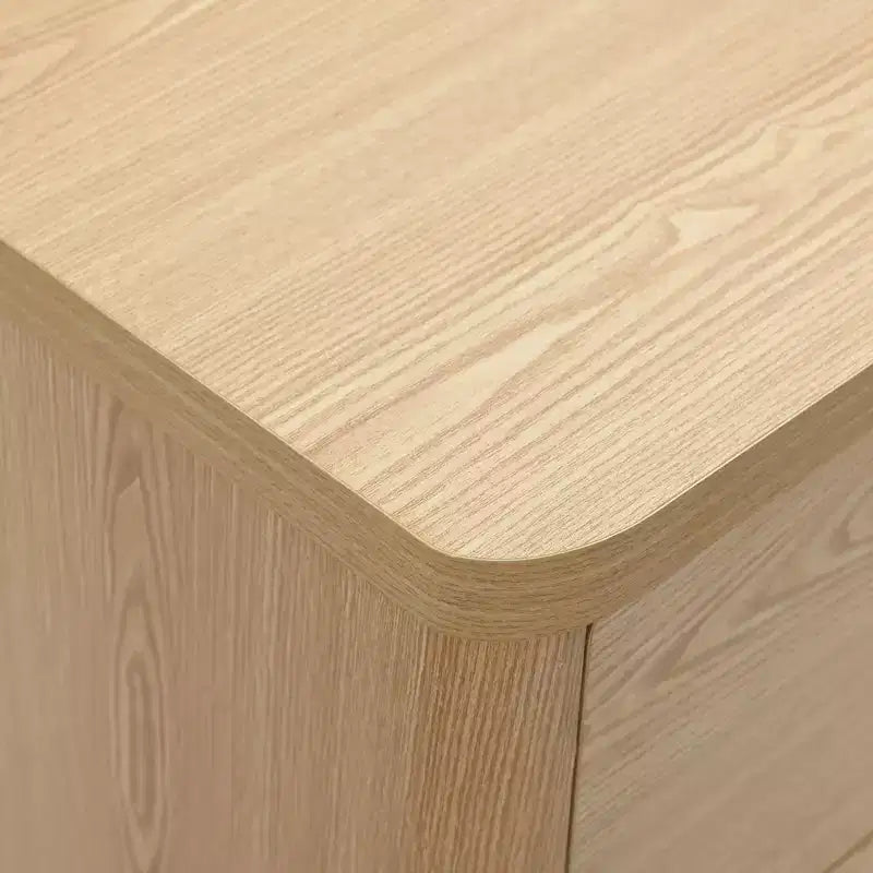 LuxenHome 21.6 Oak Nightstand with Drawers, Bedside Table with Thick Legs and Rounded Edges, Night Stand for Bedroom Brown