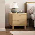 LuxenHome 21.6 Oak Nightstand with Drawers, Bedside Table with Thick Legs and Rounded Edges, Night Stand for Bedroom Brown