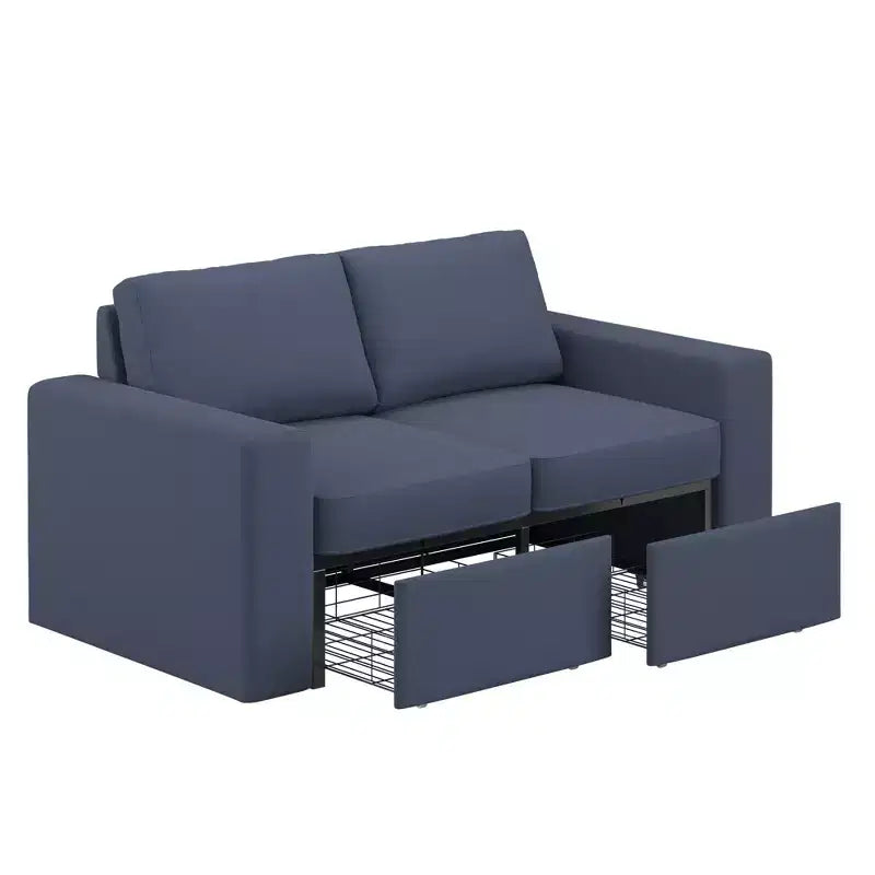 Castro Upholstered Loveseat with 2 Hidden Metal Wire Storage Drawers - iNSPIRE Q