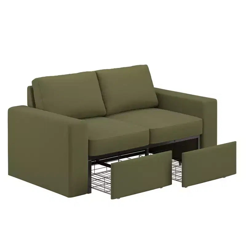 Castro Upholstered Loveseat with 2 Hidden Metal Wire Storage Drawers - iNSPIRE Q