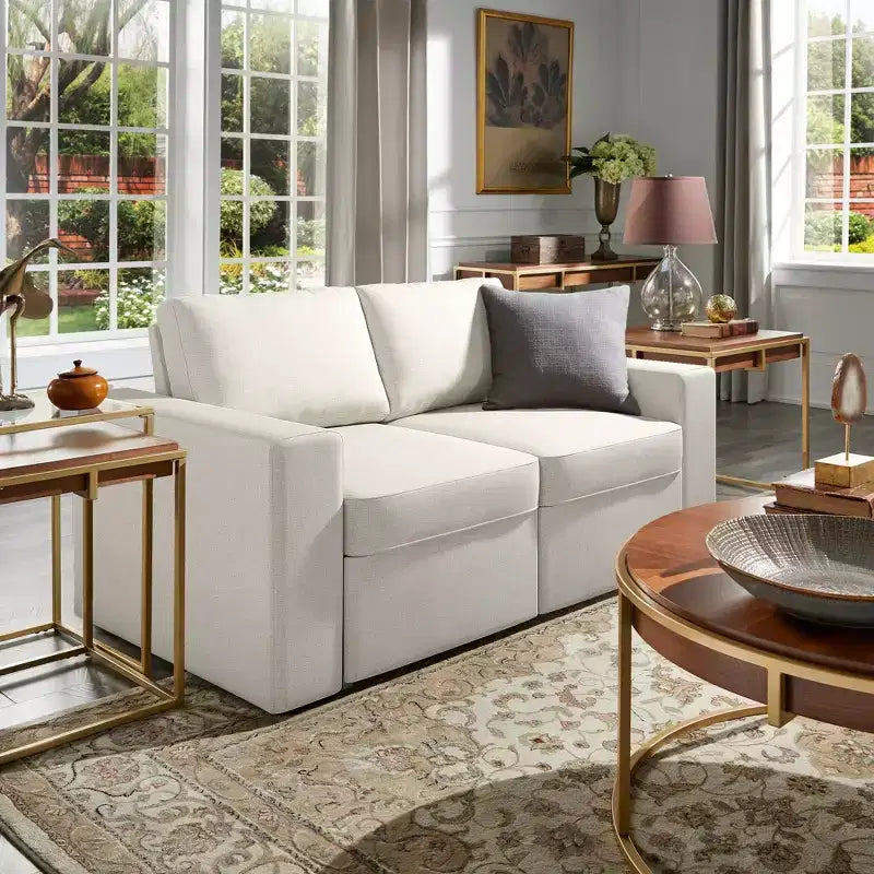 Castro Upholstered Loveseat with 2 Hidden Metal Wire Storage Drawers - iNSPIRE Q
