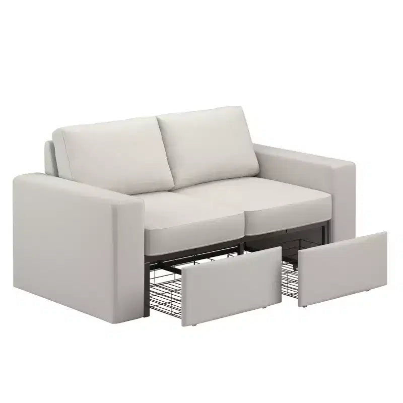 Castro Upholstered Loveseat with 2 Hidden Metal Wire Storage Drawers - iNSPIRE Q
