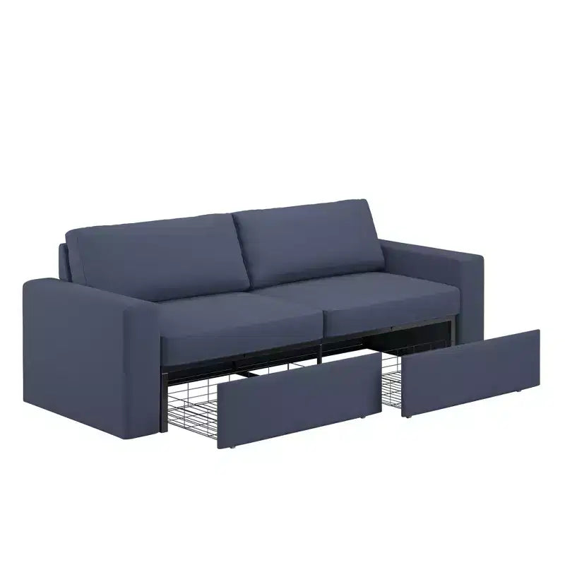 Castro Upholstered Loveseat with 2 Hidden Metal Wire Storage Drawers - iNSPIRE Q