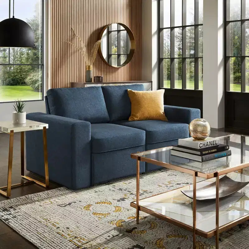 Castro Upholstered Loveseat with 2 Hidden Metal Wire Storage Drawers - iNSPIRE Q