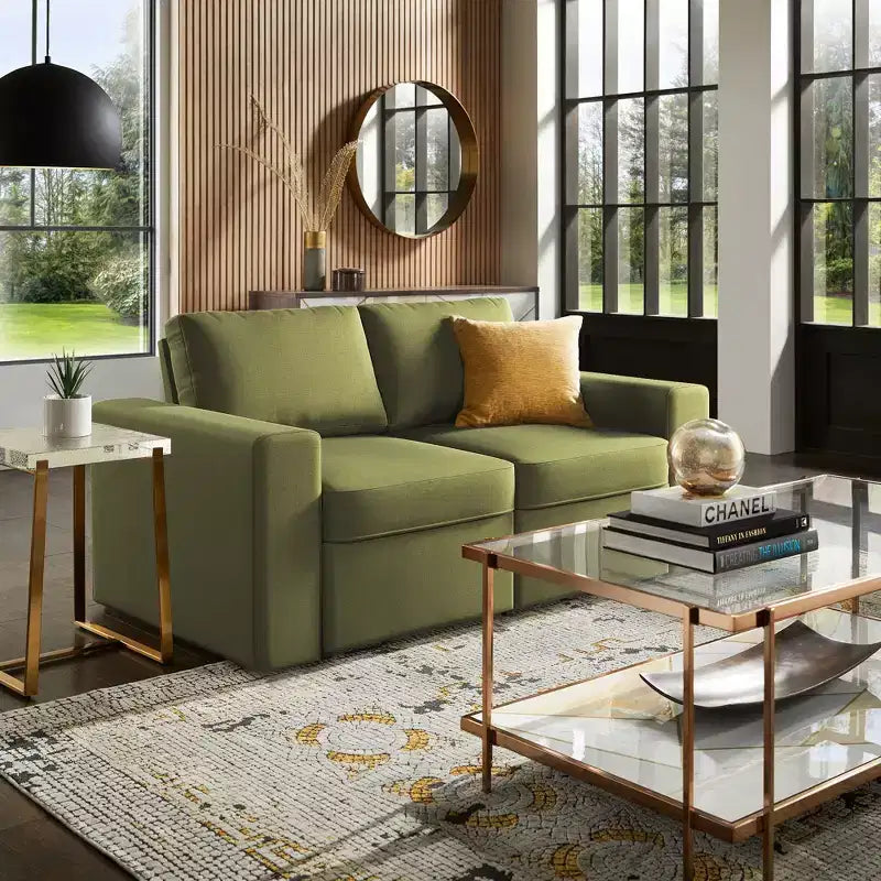Castro Upholstered Loveseat with 2 Hidden Metal Wire Storage Drawers - iNSPIRE Q