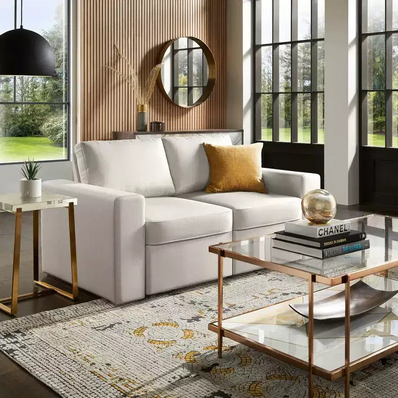 Castro Upholstered Loveseat with 2 Hidden Metal Wire Storage Drawers - iNSPIRE Q