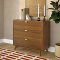 Linea Tambour 3 Drawer Dresser with Brass Pull