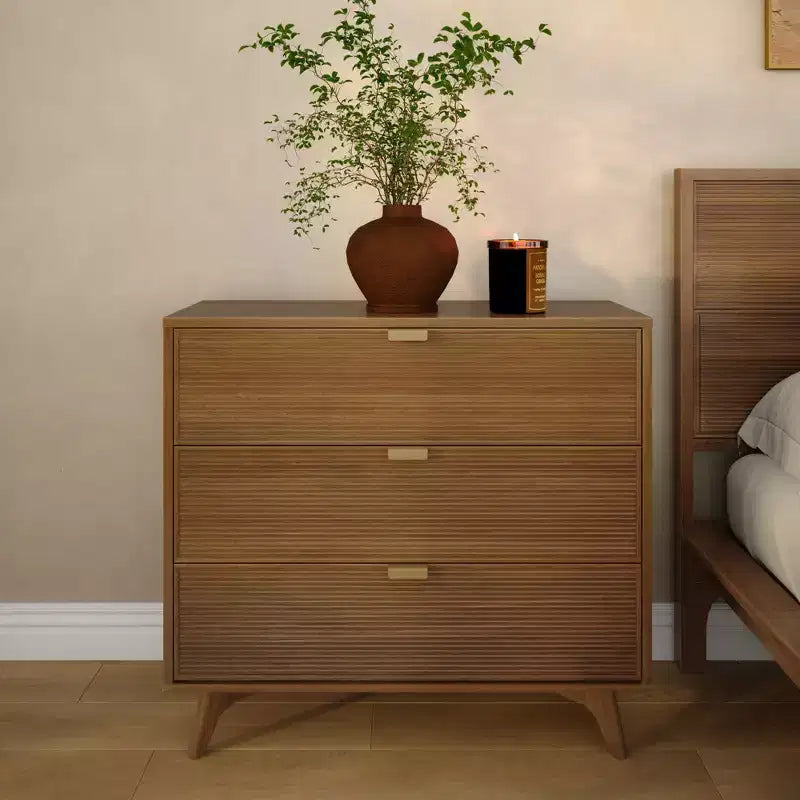 Linea Tambour 3 Drawer Dresser with Brass Pull