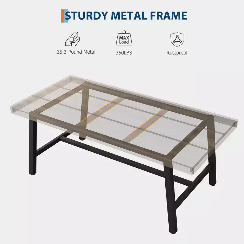 Industrial Dining Table for 4-6 People, 63 Long Wooden Kitchen Table with Sturdy Metal Frame & Rustic Pear Finish, Seats 4 Rectangular Counter