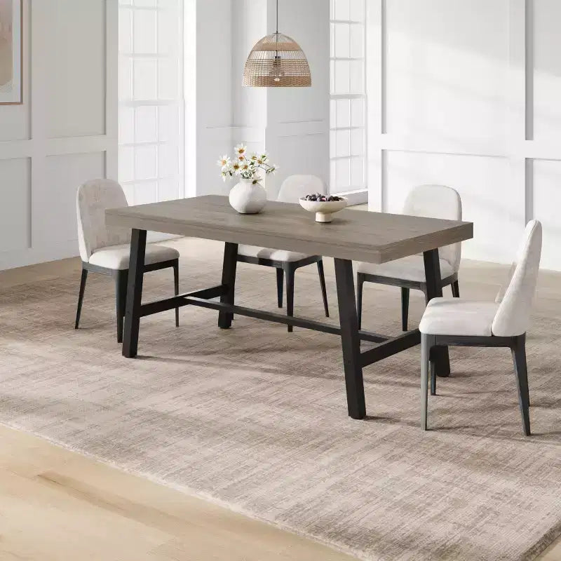 Industrial Dining Table for 4-6 People, 63 Long Wooden Kitchen Table with Sturdy Metal Frame & Rustic Pear Finish, Seats 4 Rectangular Counter