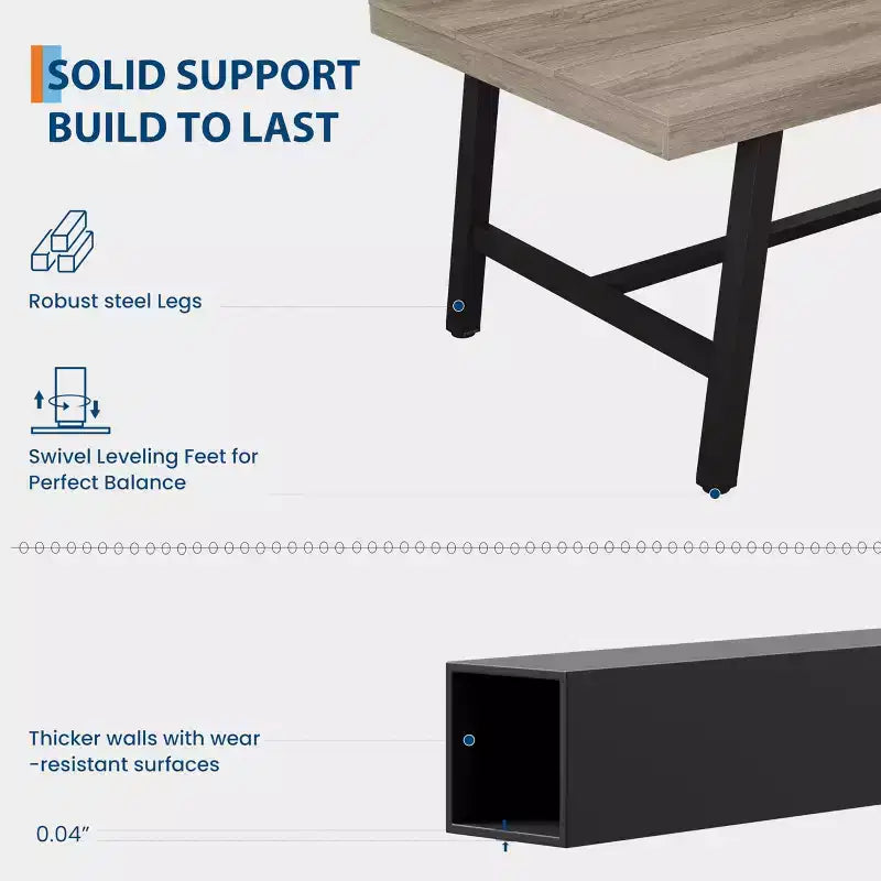 Industrial Dining Table for 4-6 People, 63 Long Wooden Kitchen Table with Sturdy Metal Frame & Rustic Pear Finish, Seats 4 Rectangular Counter