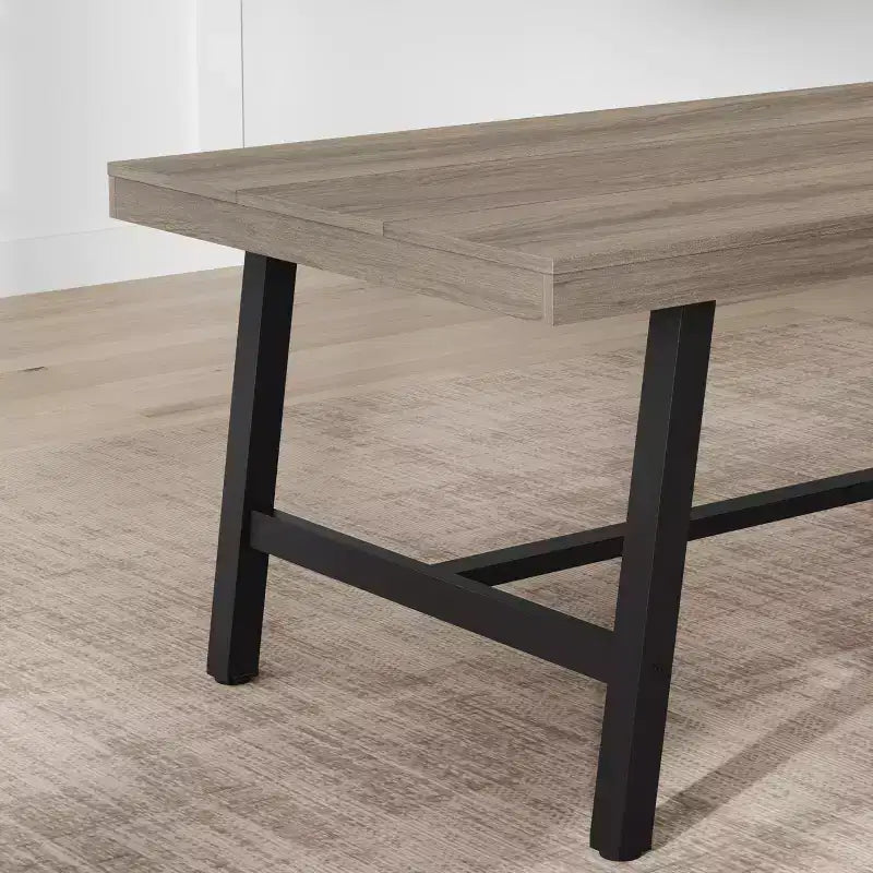 Industrial Dining Table for 4-6 People, 63 Long Wooden Kitchen Table with Sturdy Metal Frame & Rustic Pear Finish, Seats 4 Rectangular Counter