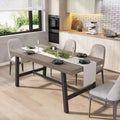 Industrial Dining Table for 4-6 People, 63 Long Wooden Kitchen Table with Sturdy Metal Frame & Rustic Pear Finish, Seats 4 Rectangular Counter
