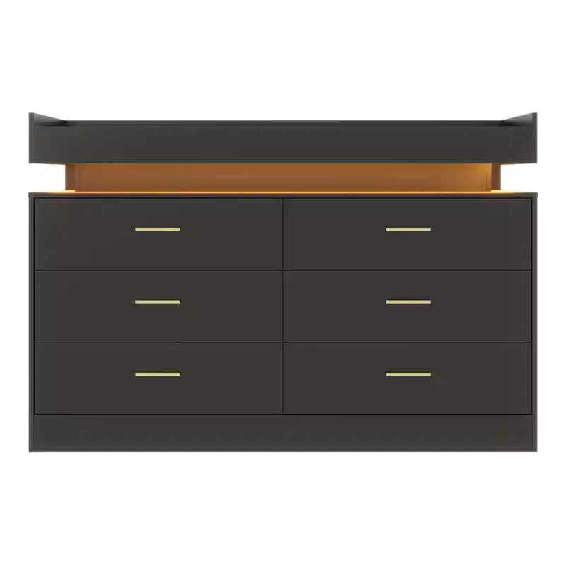 Acekool TV Stand Cabinet, Floating Countertop Coffee Bar Sideboard, 6 Drawer Storage for Living Room