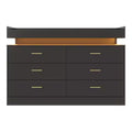 Acekool TV Stand Cabinet, Floating Countertop Coffee Bar Sideboard, 6 Drawer Storage for Living Room