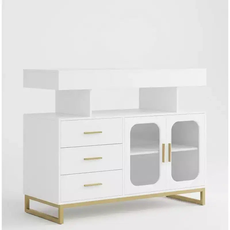 Modern Sideboard Buffet Cabinet, Coffee Bar Table with Storage, 3 Drawers & 2 Doors for Dining Room, Living Room