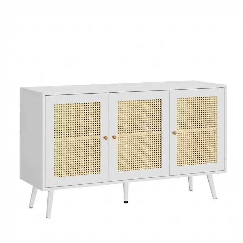 Buffet Cabinet with Storage, 47.2 Rattan Sideboard with Adjustable Shelves, Modern Coffee Bar Credenza for Kitchen, Living Room, Dining Room