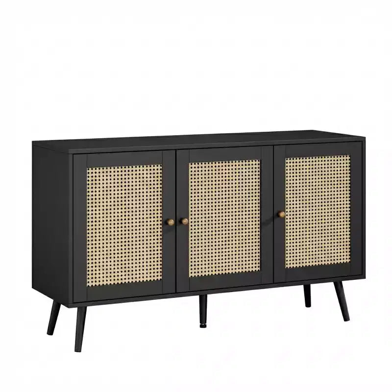 Buffet Cabinet with Storage, 47.2 Rattan Sideboard with Adjustable Shelves, Modern Coffee Bar Credenza for Kitchen, Living Room, Dining Room