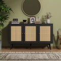 Buffet Cabinet with Storage, 47.2 Rattan Sideboard with Adjustable Shelves, Modern Coffee Bar Credenza for Kitchen, Living Room, Dining Room