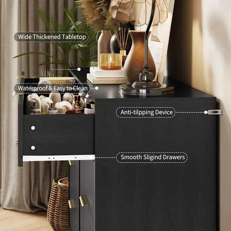 Stylish 8 Drawer Dresser for Bedroom, 55 Wood Storage Dresser with Metal Handles, Modern Closet Dresser Ideal for Bedroom, Living Room, Entryway