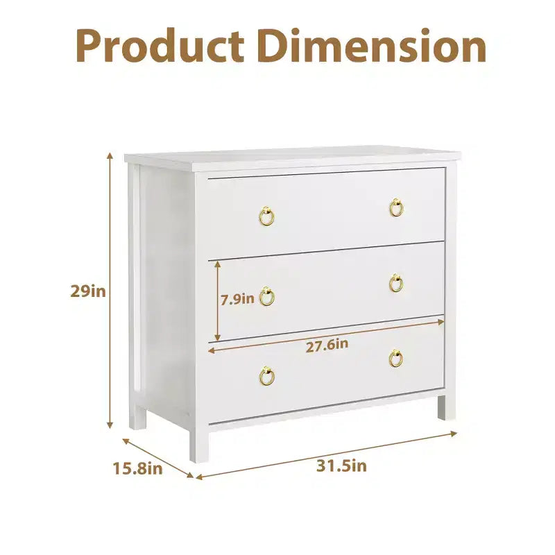 29 Tall Dresser with 3 Drawers & Storage Cabinet - Nightstands,Versatile Clothes Organizer for Bedroom, Closet, Living Room & Hallway