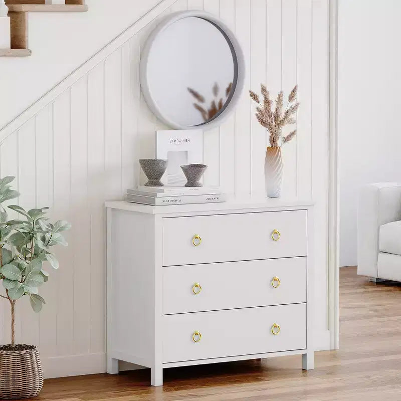 29 Tall Dresser with 3 Drawers & Storage Cabinet - Nightstands,Versatile Clothes Organizer for Bedroom, Closet, Living Room & Hallway