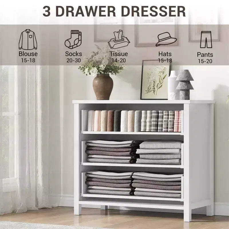 29 Tall Dresser with 3 Drawers & Storage Cabinet - Nightstands,Versatile Clothes Organizer for Bedroom, Closet, Living Room & Hallway