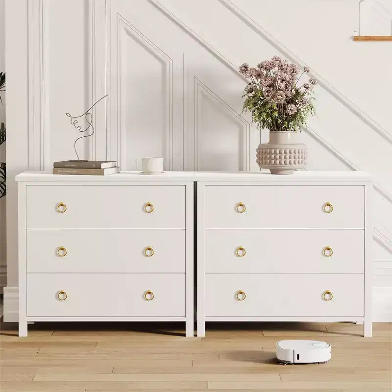 29 Tall Dresser with 3 Drawers & Storage Cabinet - Nightstands,Versatile Clothes Organizer for Bedroom, Closet, Living Room & Hallway