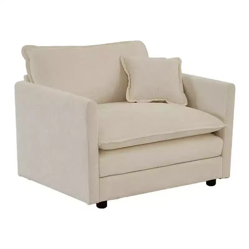 Homy Casa Oversized Deep Accent Chair with Toss Pillow, Beige