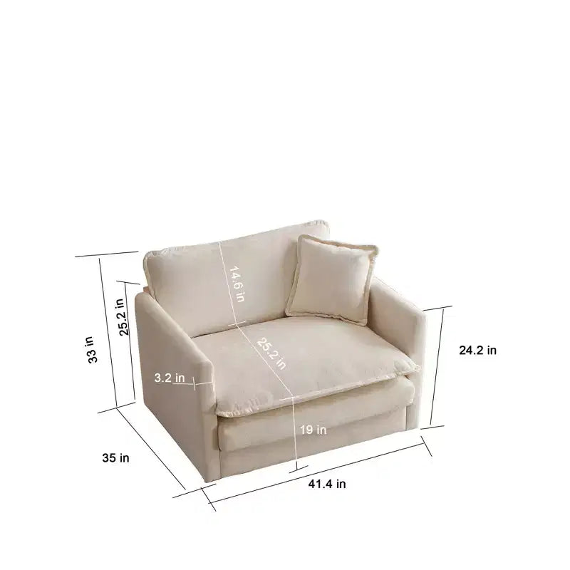 Homy Casa Oversized Deep Accent Chair with Toss Pillow, Beige