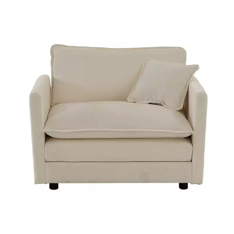 Homy Casa Oversized Deep Accent Chair with Toss Pillow, Beige