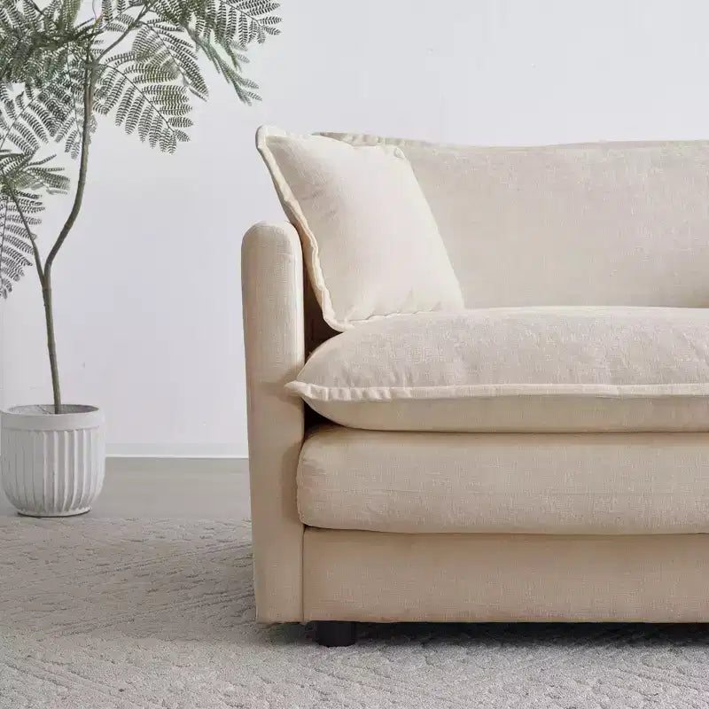 Homy Casa Oversized Deep Accent Chair with Toss Pillow, Beige