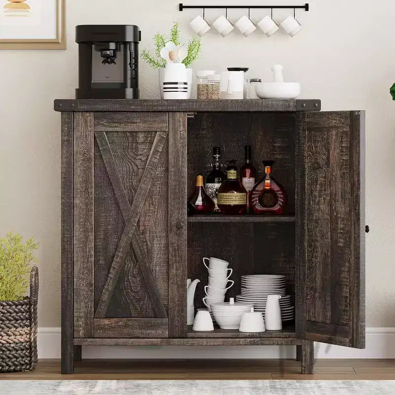 Buffet Cabinet, Sideboard with Storage 2-Piece Small Farmhouse Entryway Console with Doors & Adjustable Shelves, for Living Room, Dining Room