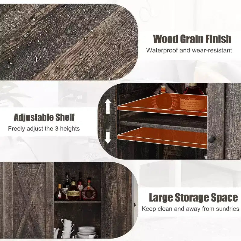Buffet Cabinet, Sideboard with Storage 2-Piece Small Farmhouse Entryway Console with Doors & Adjustable Shelves, for Living Room, Dining Room
