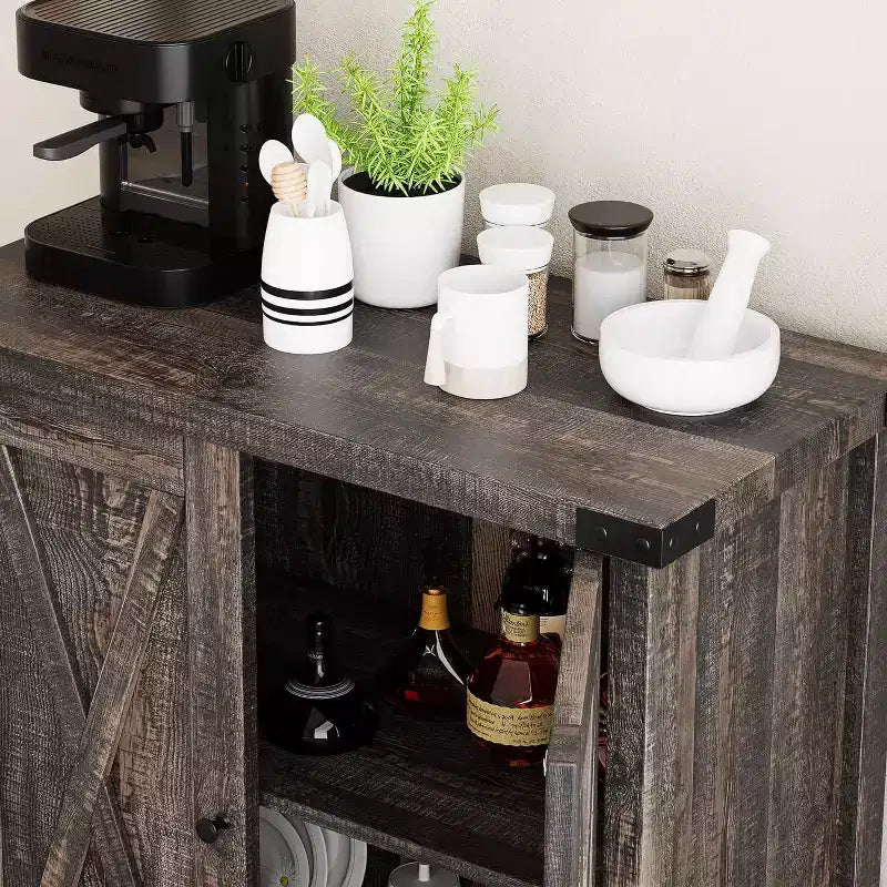 Buffet Cabinet, Sideboard with Storage 2-Piece Small Farmhouse Entryway Console with Doors & Adjustable Shelves, for Living Room, Dining Room