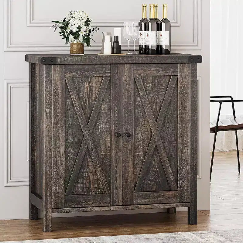 Buffet Cabinet, Sideboard with Storage 2-Piece Small Farmhouse Entryway Console with Doors & Adjustable Shelves, for Living Room, Dining Room