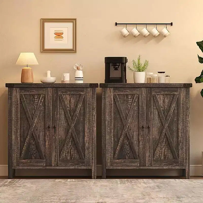 Buffet Cabinet, Sideboard with Storage 2-Piece Small Farmhouse Entryway Console with Doors & Adjustable Shelves, for Living Room, Dining Room