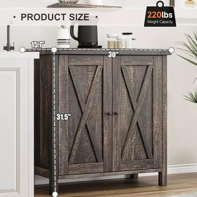 Buffet Cabinet, Sideboard with Storage 2-Piece Small Farmhouse Entryway Console with Doors & Adjustable Shelves, for Living Room, Dining Room