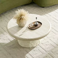 GDFStudio Belvia Compact Faux Marble Fiberglass Coffee Table with Rounded Edges