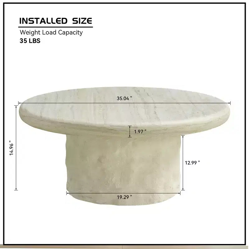 GDFStudio Belvia Compact Faux Marble Fiberglass Coffee Table with Rounded Edges