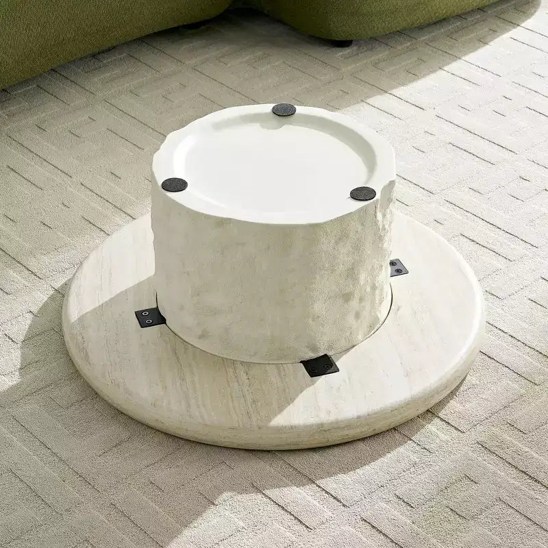 GDFStudio Belvia Compact Faux Marble Fiberglass Coffee Table with Rounded Edges