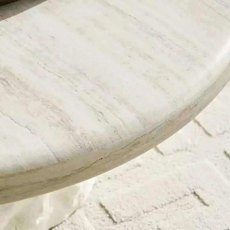 GDFStudio Belvia Compact Faux Marble Fiberglass Coffee Table with Rounded Edges