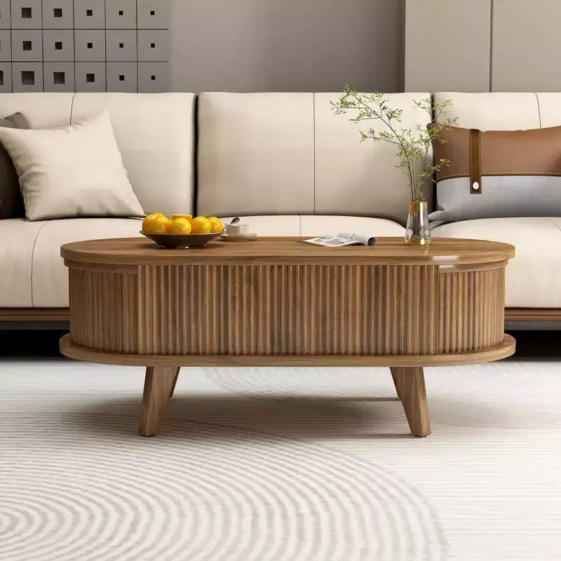 GDFStudio Harrison Lift Top Coffee Table with Fluted Panel and Hidden Compartment